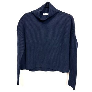 A.L.C. Helena Ribbed Wool Blend Knit Turtleneck Women SMALL Sweater NAVY BLUE